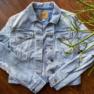 Paige Denim Jacket Size Small Distressed Light Wash S